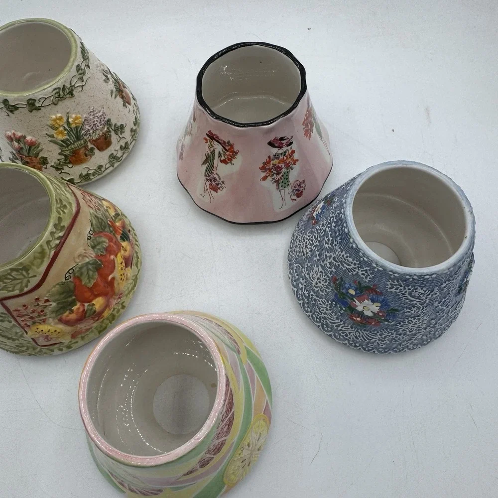 Yankee Candle & 1 PAC Small Shade Topper 5 Pc Lot Fall Summer Floral Vintage
